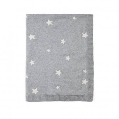100% Cotton Knitted Blanket - Grey Star